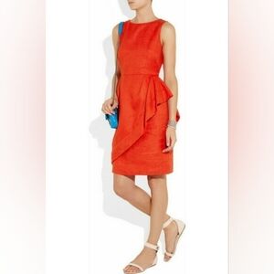 J.CREW Collection Dress Womens 4 Red Poppy Orange Linen Cha Cha Party Formal